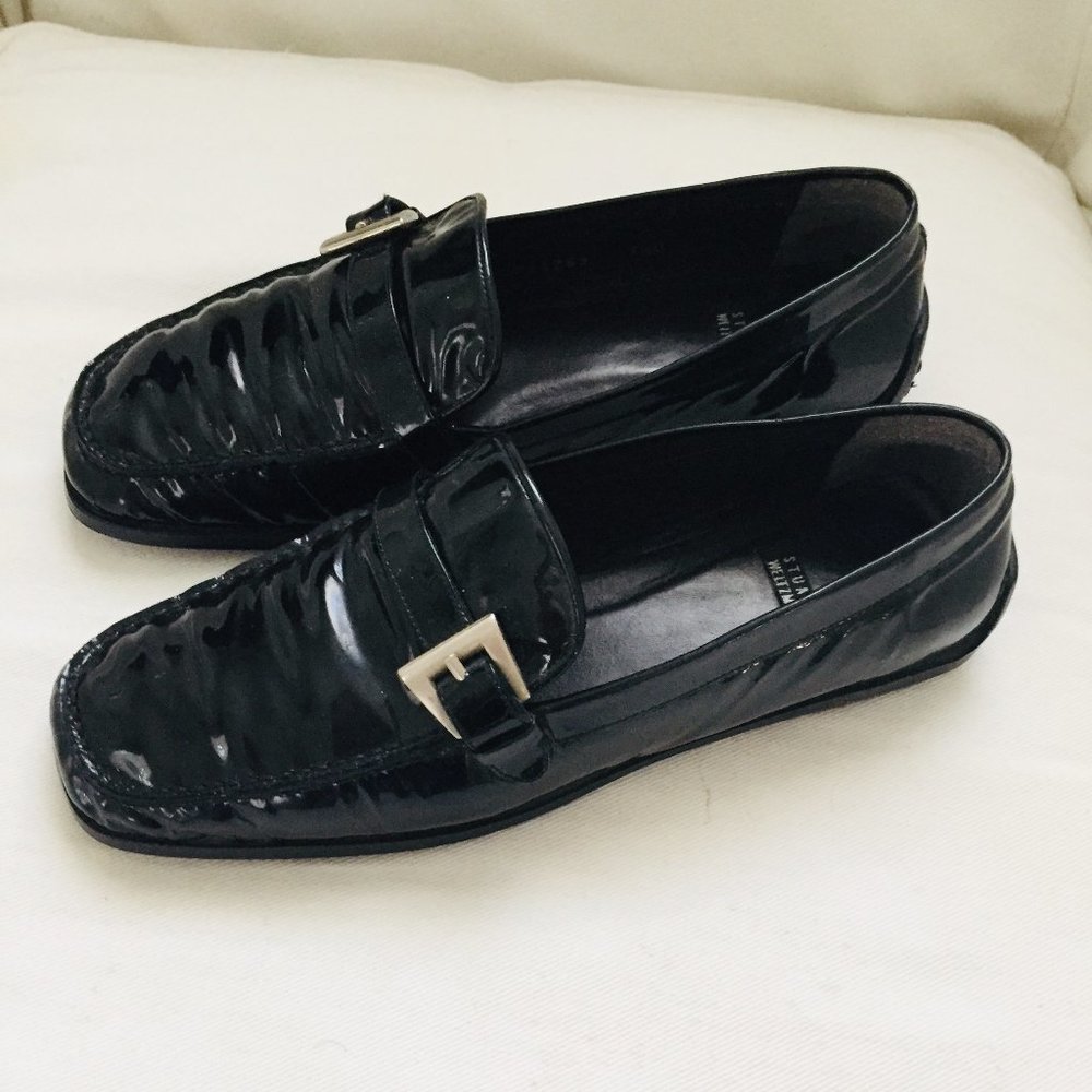 Stuart Weitzman Black Patent Penny Loafer 7.5B